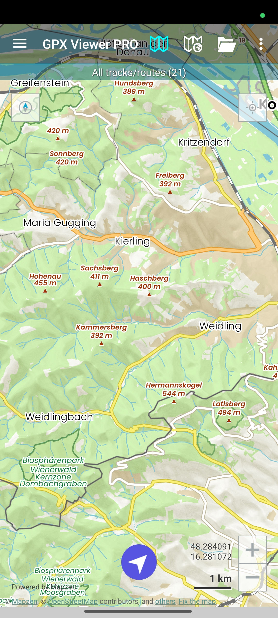 High resolution tiles in GPX Viewer PRO